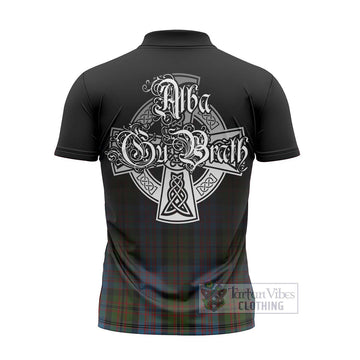 Bowie Tartan Zipper Polo Shirt Featuring Alba Gu Brath Family Crest Celtic Inspired - Tartan Vibes Clothing
