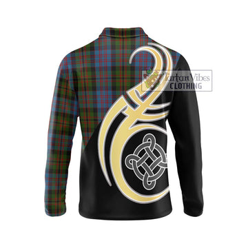 Bowie Tartan Long Sleeve Polo Shirt with Family Crest and Celtic Symbol Style - Tartan Vibes Clothing