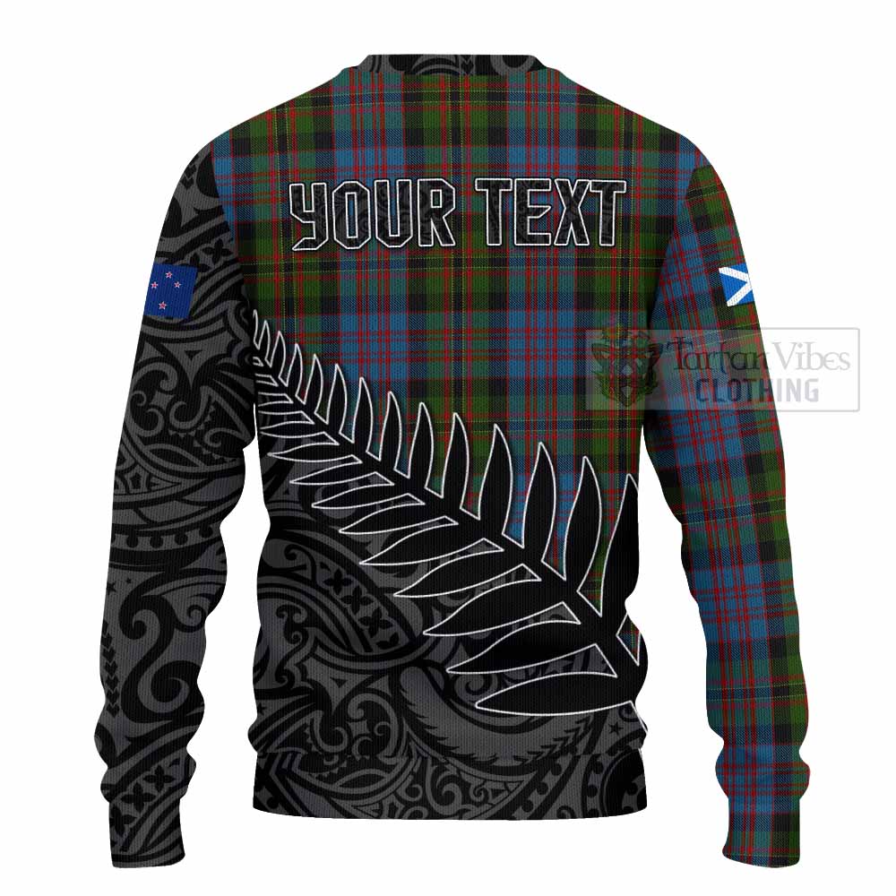 Bowie Crest Tartan Knitted Sweater with New Zealand Silver Fern Half Style - Tartan Vibes Clothing