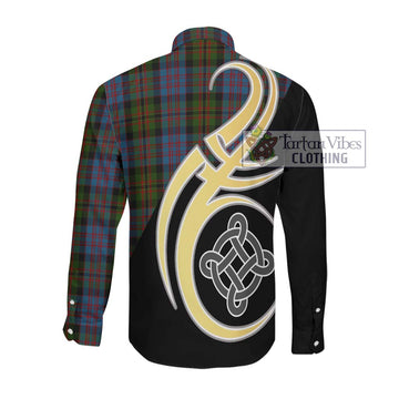 Bowie Tartan Long Sleeve Button Shirt with Family Crest and Celtic Symbol Style Men's Shirt - Tartan Vibes Clothing