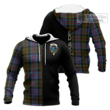 Bowie Tartan Knitted Hoodie with Family Crest and Half Of Me Style Unisex Knitted Zip Hoodie - Tartan Vibes Clothing