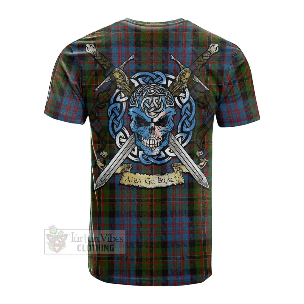Bowie Tartan Cotton T-shirt with Family Crest Celtic Skull Style Men's Shirt - Tartan Vibes Clothing