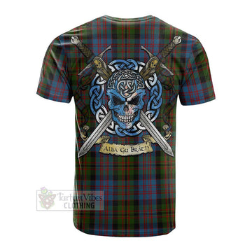 Bowie Tartan Cotton T-shirt with Family Crest Celtic Skull Style Men's Shirt - Tartan Vibes Clothing