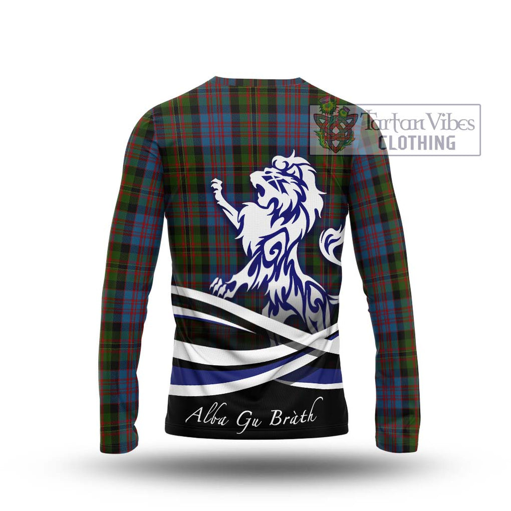 Bowie Tartan Long Sleeve T-Shirt with Alba Gu Brath Regal Lion Emblem - Tartan Vibes Clothing