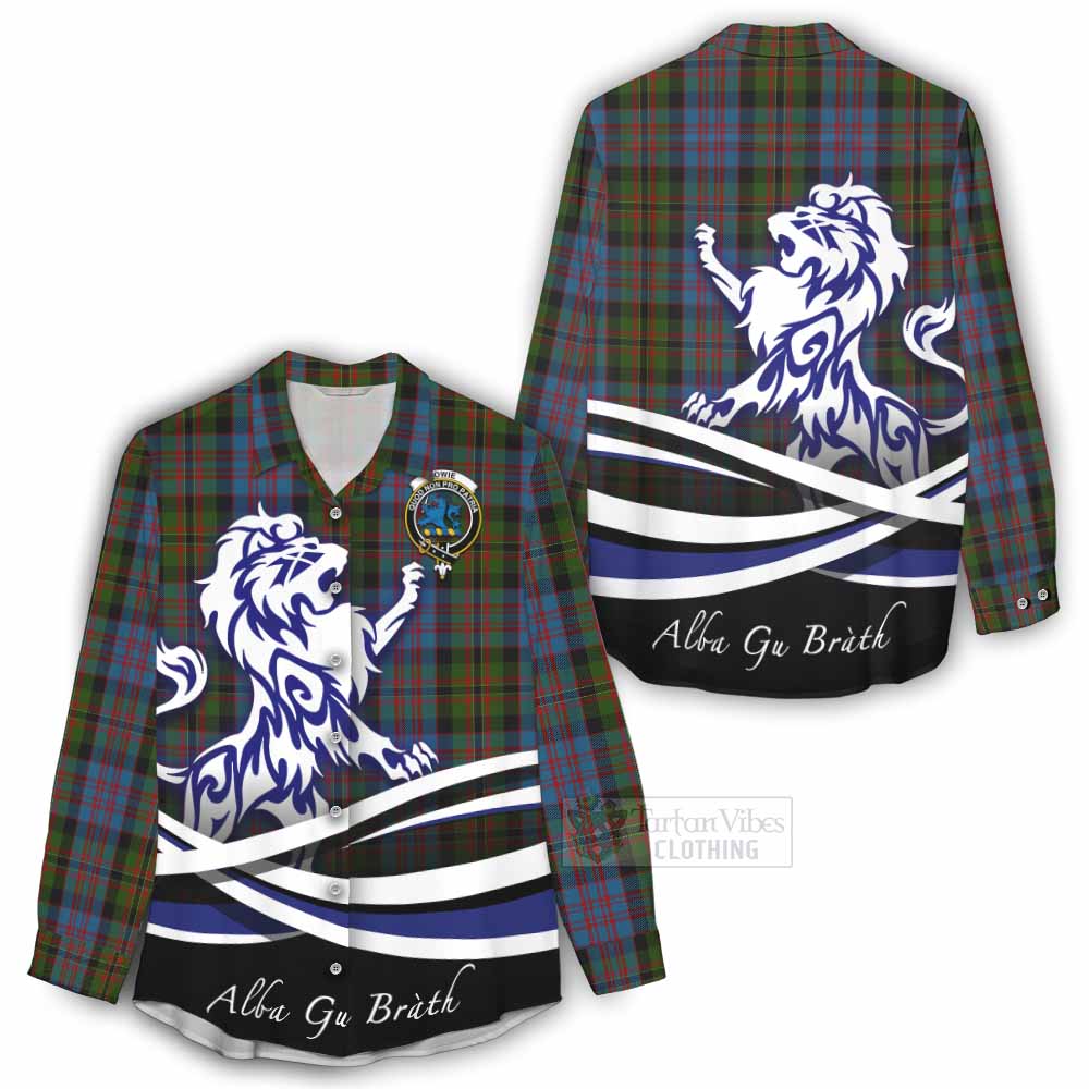 Tartan Vibes Clothing Bowie Tartan Women's Casual Shirt with Alba Gu Brath Regal Lion Emblem