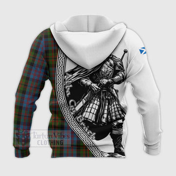 Bowie Tartan Clan Crest Knitted Hoodie with Highlander Warrior Celtic Style - Tartan Vibes Clothing