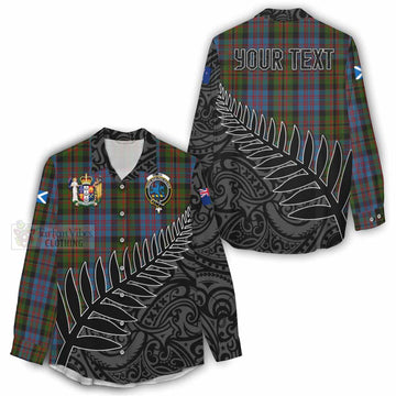 Bowie Crest Tartan Women's Casual Shirt with New Zealand Silver Fern Half Style - Tartan Vibes Clothing