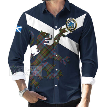 Bowie Tartan Lion Rampant Long Sleeve Button Shirt Proudly Display Your Heritage with Alba Gu Brath and Clan Name Men's Shirt - Tartan Vibes Clothing