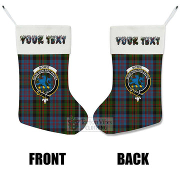 Bowie Tartan Family Crest Christmas Stocking with Personalized Text - Tartan Vibes Clothing