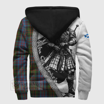 Bowie Tartan Clan Crest Sherpa Hoodie with Highlander Warrior Celtic Style - Tartan Vibes Clothing