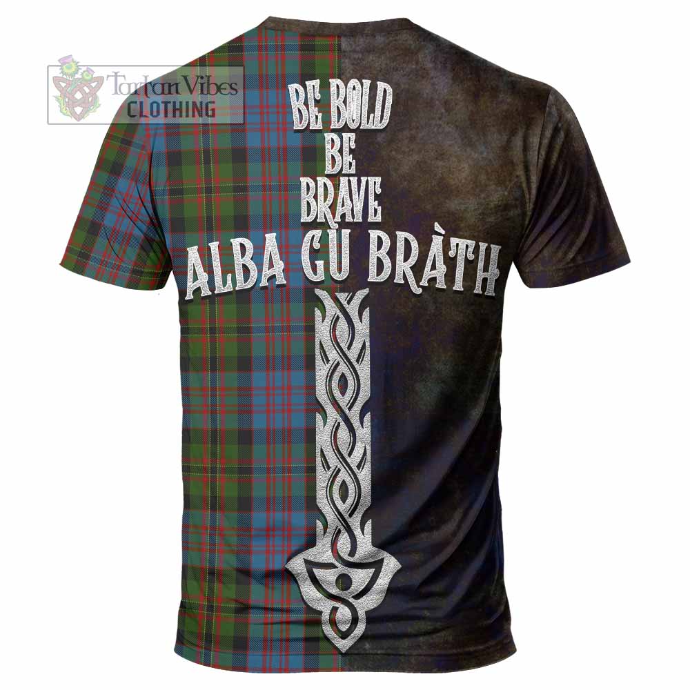 Bowie Tartan Family Crest T-Shirt Alba Gu Brath Be Brave Lion Ancient Style - Tartan Vibes Clothing