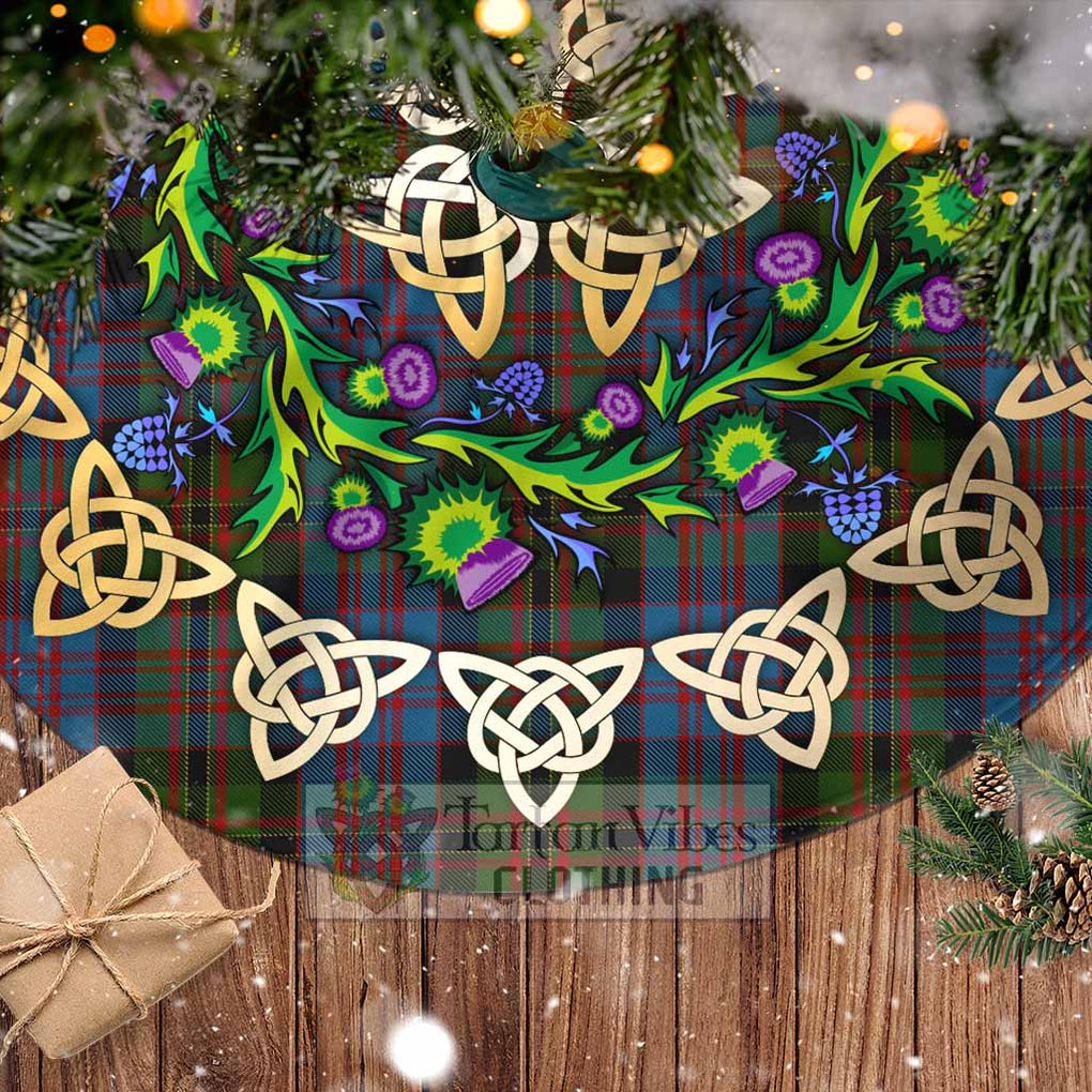 Bowie Tartan Christmas Tree Skirt with Thistle Celtic Knot Style - Tartan Vibes Clothing