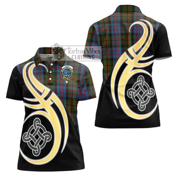 Bowie Tartan Women's Polo Shirt with Family Crest and Celtic Symbol Style - Tartan Vibes Clothing