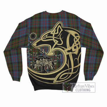 Bowie Tartan Sweatshirt with Family Crest Celtic Wolf Style - Tartan Vibes Clothing