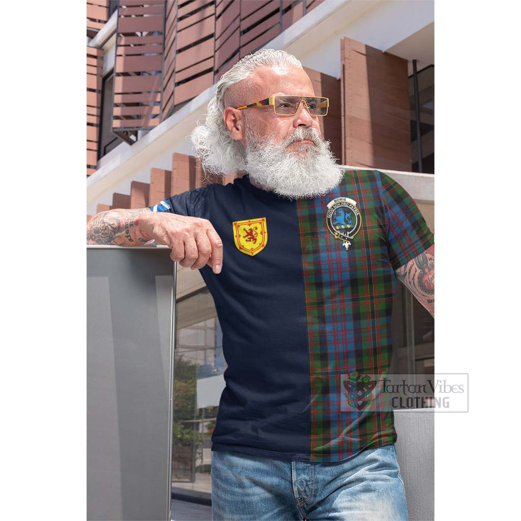 Bowie Tartan Cotton T-shirt Alba with Scottish Lion Royal Arm Half Style Men's Shirt - Tartan Vibes Clothing