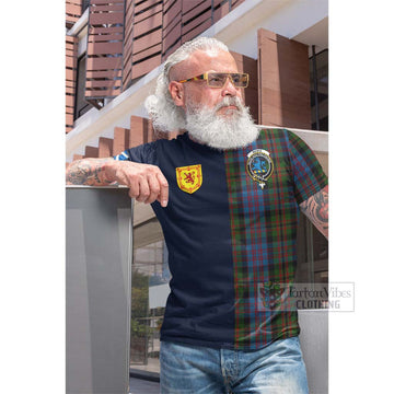 Bowie Tartan Cotton T-shirt Alba with Scottish Lion Royal Arm Half Style Men's Shirt - Tartan Vibes Clothing