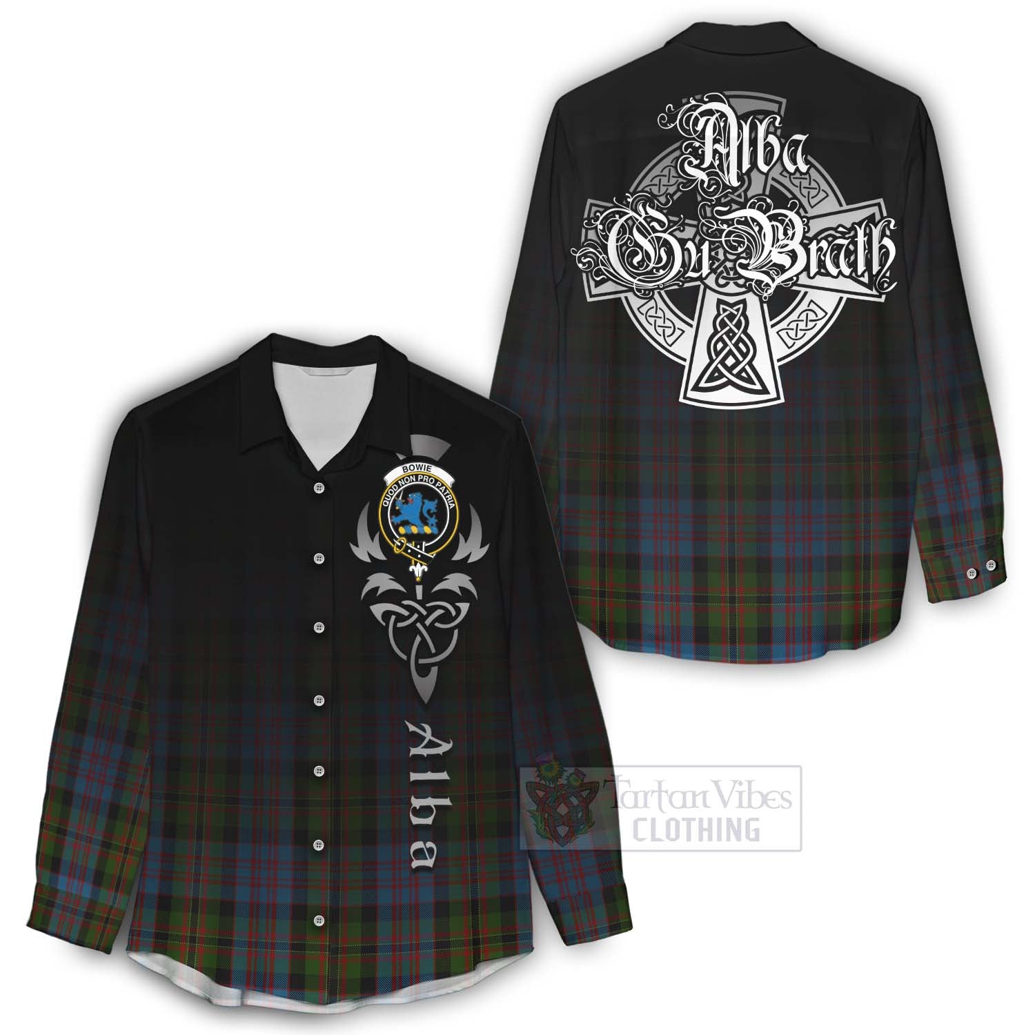 Bowie Tartan Women's Casual Shirt Featuring Alba Gu Brath Family Crest Celtic Inspired - Tartan Vibes Clothing