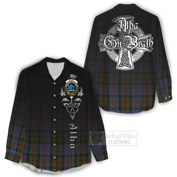 Bowie Tartan Women's Casual Shirt Featuring Alba Gu Brath Family Crest Celtic Inspired - Tartan Vibes Clothing