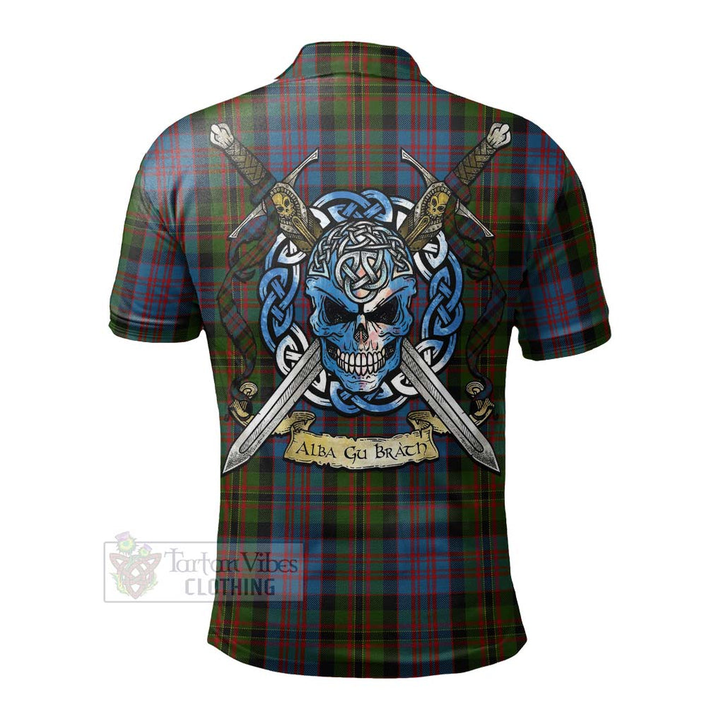 Bowie Tartan Polo Shirt with Family Crest Celtic Skull Style - Tartan Vibes Clothing