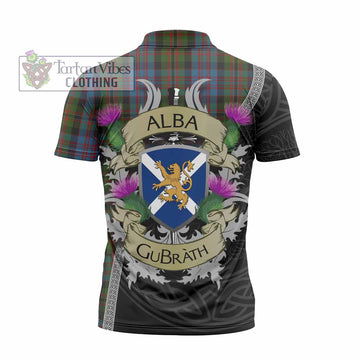 Bowie Tartan Family Crest Zipper Polo Shirt Lion Rampant Royal Thistle Shield Celtic Inspired - Tartan Vibes Clothing