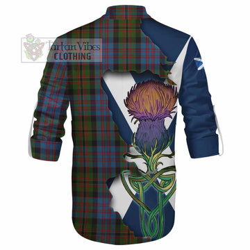 Tartan Vibes Clothing Bowie Tartan Family Crest Ghillie Kilt Shirt Scottish Thistle Celtic Inspired