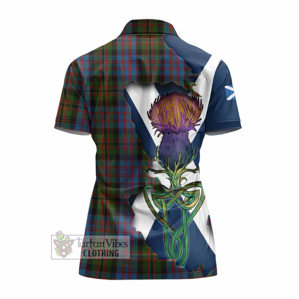 Tartan Vibes Clothing Bowie Tartan Family Crest Women's Polo Shirt Scottish Thistle Celtic Inspired