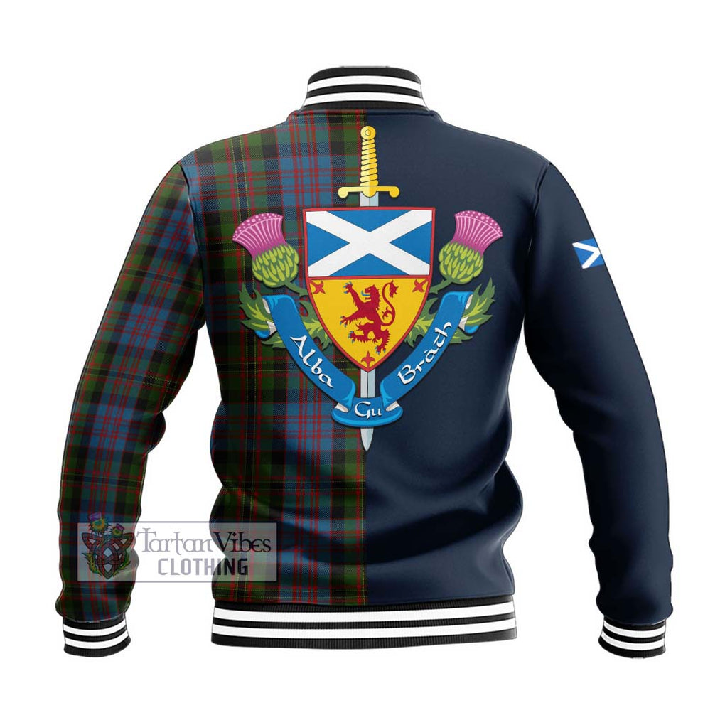 Bowie Tartan Baseball Jacket Alba with Scottish Lion Royal Arm Half Style - Tartan Vibes Clothing