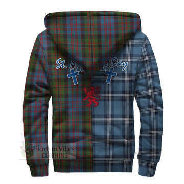 Bowie Tartan Sherpa Hoodie Happy St. Andrew's Day Half Tartan Style - Tartan Vibes Clothing
