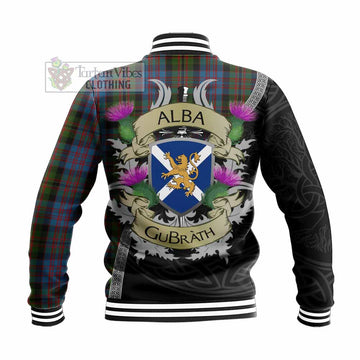 Bowie Tartan Family Crest Baseball Jacket Lion Rampant Royal Thistle Shield Celtic Inspired - Tartan Vibes Clothing