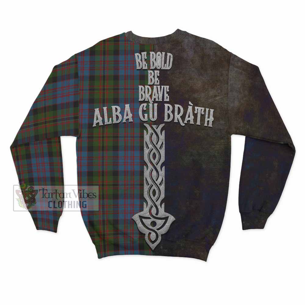 Bowie Tartan Family Crest Sweatshirt Alba Gu Brath Be Brave Lion Ancient Style - Tartan Vibes Clothing