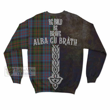 Bowie Tartan Family Crest Sweatshirt Alba Gu Brath Be Brave Lion Ancient Style - Tartan Vibes Clothing