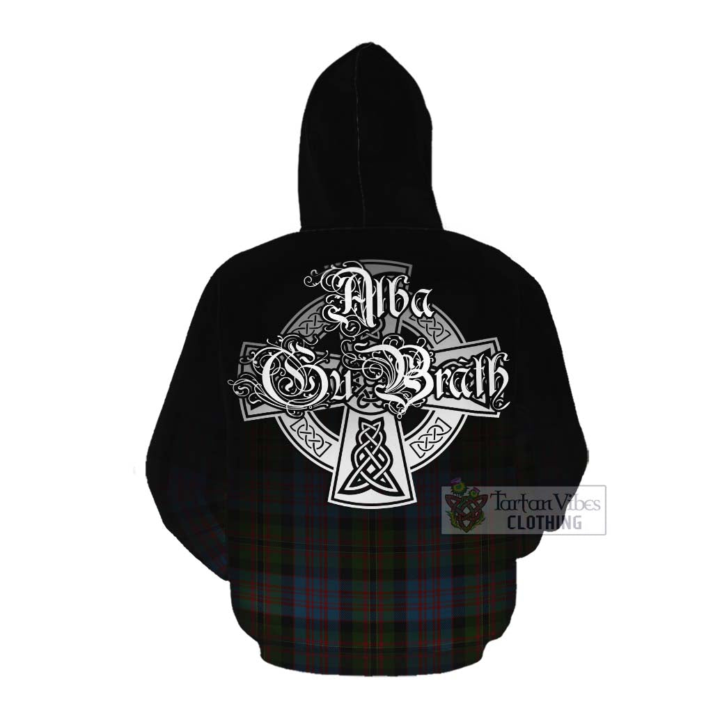 Tartan Vibes Clothing Bowie Tartan Cotton Hoodie Featuring Alba Gu Brath Family Crest Celtic Inspired