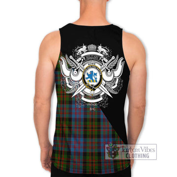 Bowie Tartan Men's Tank Top with Family Crest and Military Logo Style - Tartanvibesclothing Shop