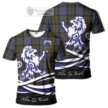 Bowie Tartan Cotton T-shirt with Alba Gu Brath Regal Lion Emblem Women's Shirt - Tartan Vibes Clothing