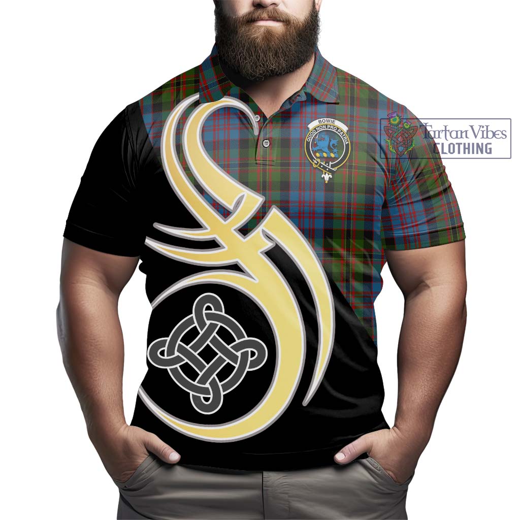 Bowie Tartan Polo Shirt with Family Crest and Celtic Symbol Style - Tartan Vibes Clothing