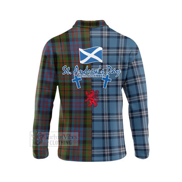 Bowie Tartan Long Sleeve Polo Shirt Happy St. Andrew's Day Half Tartan Style - Tartan Vibes Clothing