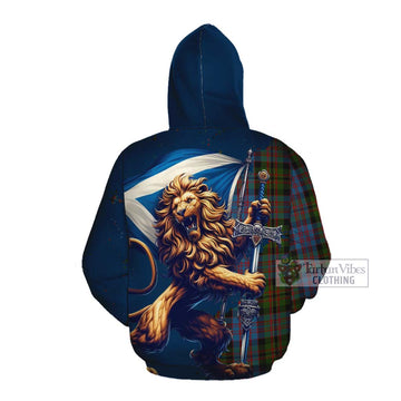 Bowie Tartan Family Crest Cotton Hoodie with Scottish Majestic Lion Pullover Hoodie - Tartan Vibes Clothing