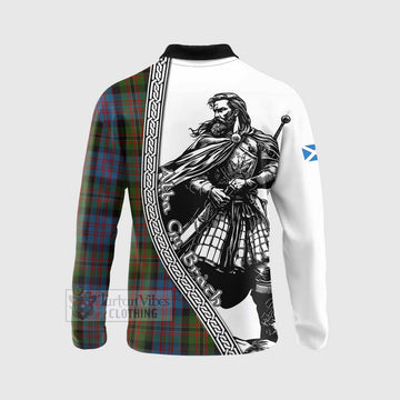 Bowie Tartan Clan Crest Long Sleeve Polo Shirt with Highlander Warrior Celtic Style - Tartan Vibes Clothing