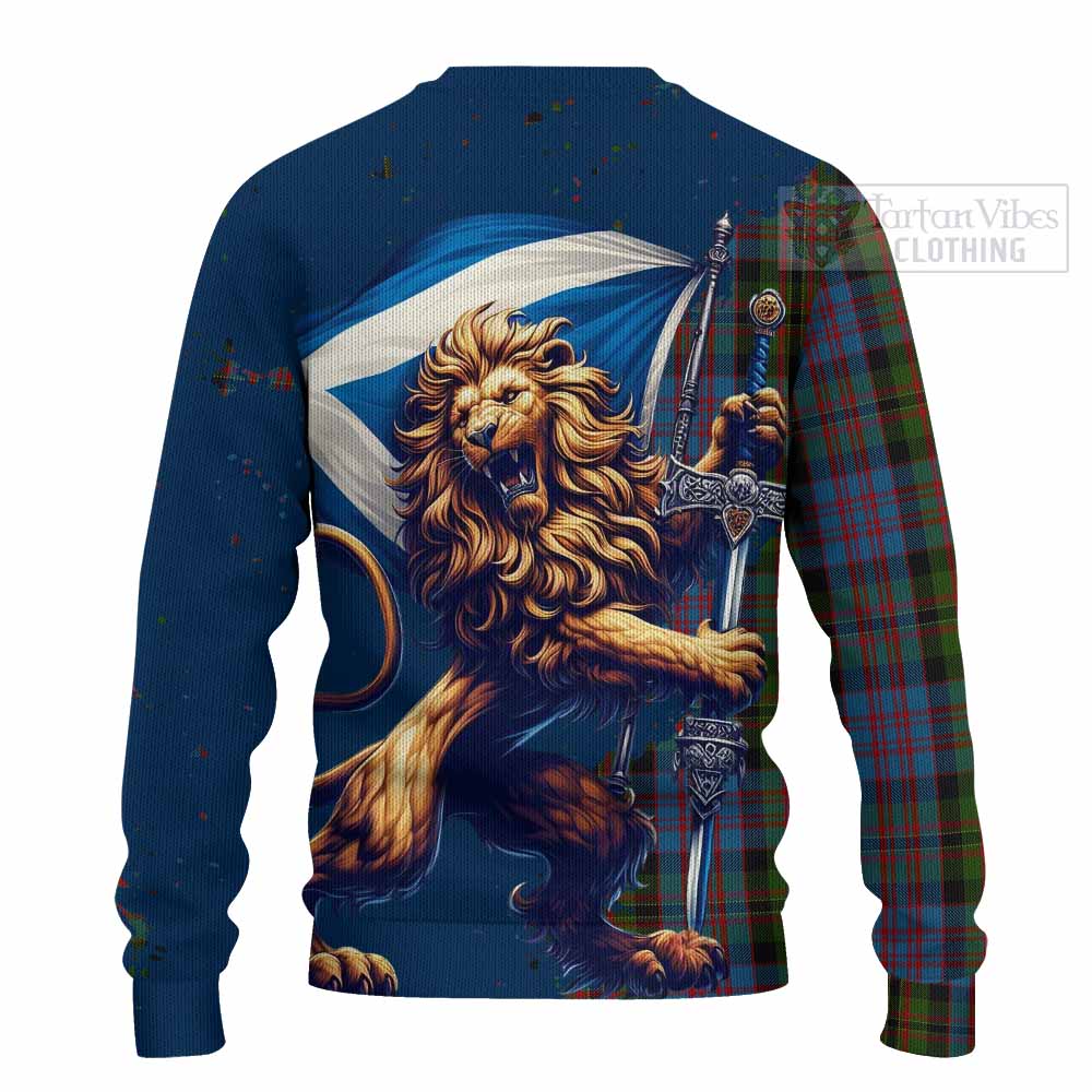 Bowie Tartan Family Crest Knitted Sweater with Scottish Majestic Lion - Tartan Vibes Clothing
