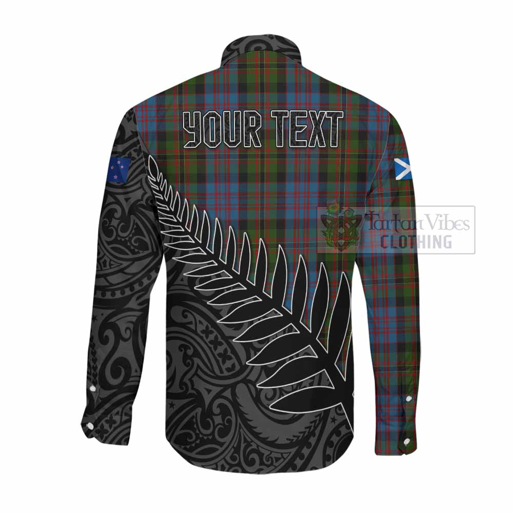 Bowie Crest Tartan Long Sleeve Button Shirt with New Zealand Silver Fern Half Style Men's Shirt - Tartan Vibes Clothing