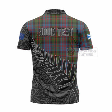 Bowie Crest Tartan Zipper Polo Shirt with New Zealand Silver Fern Half Style - Tartan Vibes Clothing