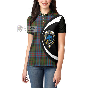 Bowie Tartan Women's Polo Shirt with Family Crest Circle Style - Tartan Vibes Clothing