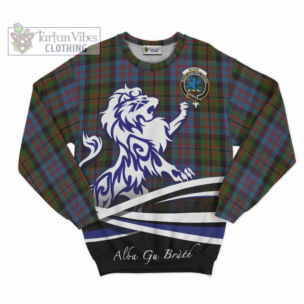 Bowie Tartan Sweatshirt with Alba Gu Brath Regal Lion Emblem - Tartan Vibes Clothing
