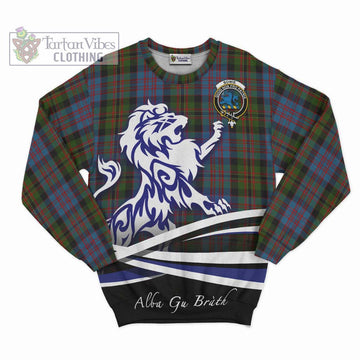 Bowie Tartan Sweatshirt with Alba Gu Brath Regal Lion Emblem - Tartanvibesclothing Shop