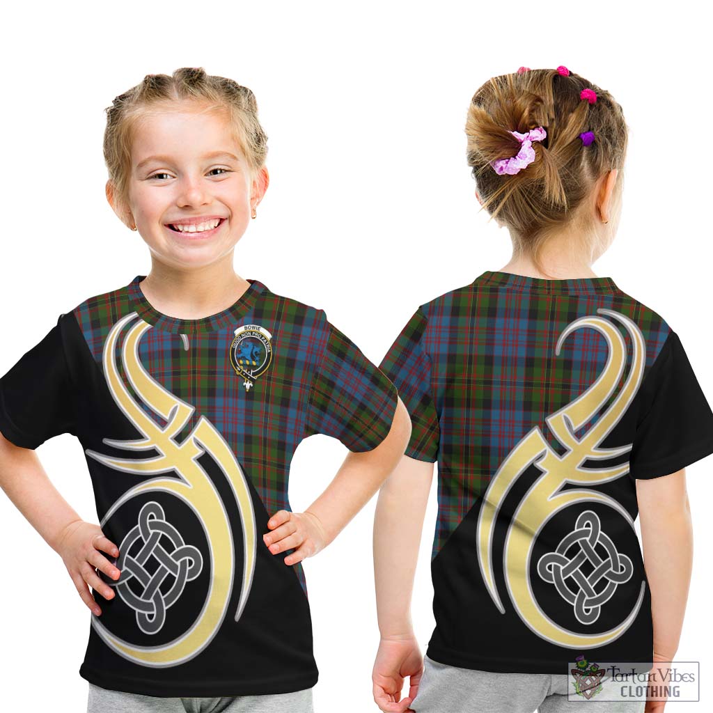 Bowie Tartan Kid T-Shirt with Family Crest and Celtic Symbol Style - Tartan Vibes Clothing