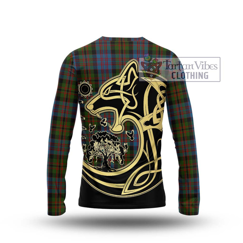 Bowie Tartan Long Sleeve T-Shirt with Family Crest Celtic Wolf Style - Tartan Vibes Clothing