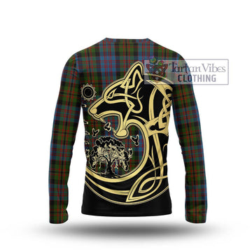 Bowie Tartan Long Sleeve T-Shirt with Family Crest Celtic Wolf Style - Tartan Vibes Clothing
