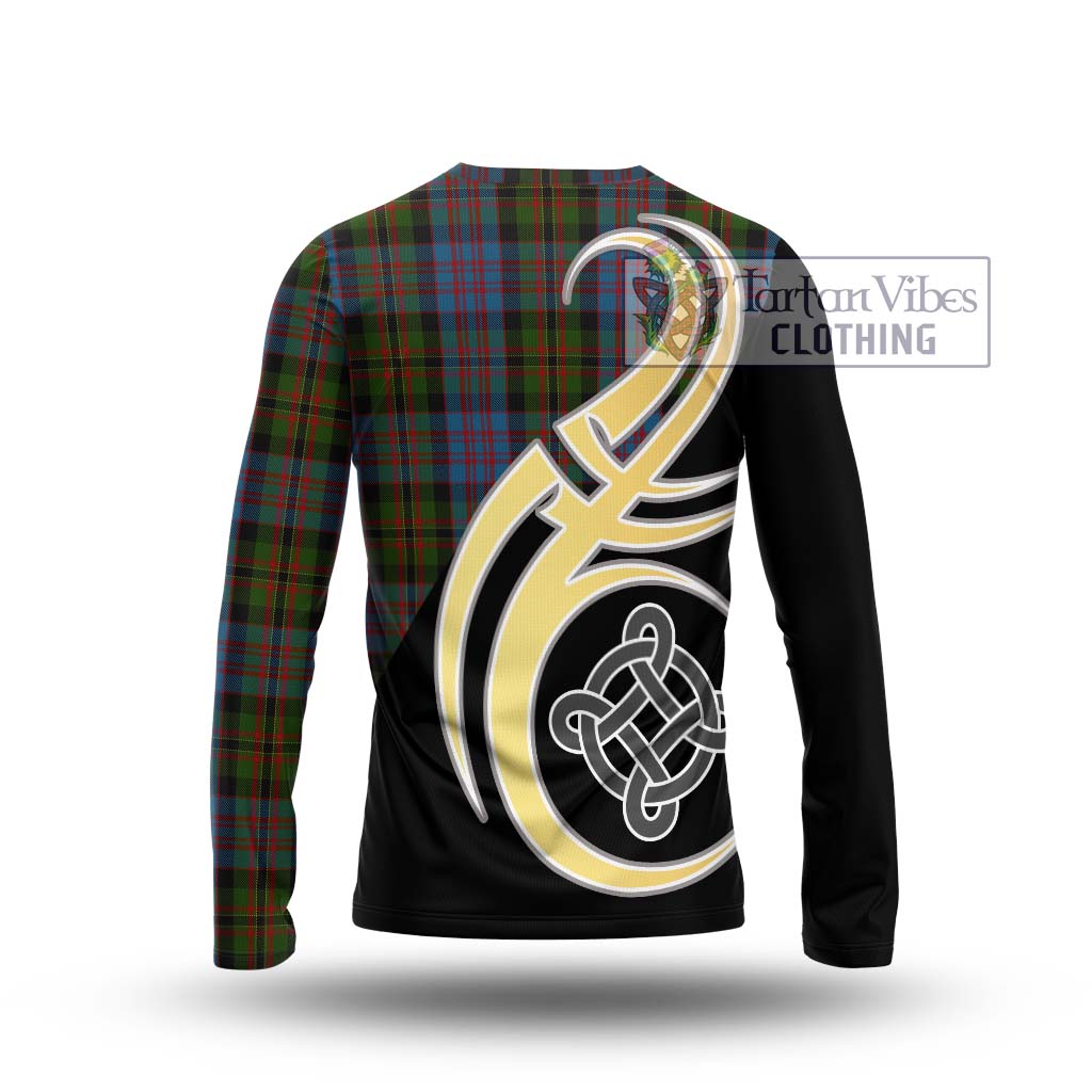 Bowie Tartan Long Sleeve T-Shirt with Family Crest and Celtic Symbol Style - Tartan Vibes Clothing