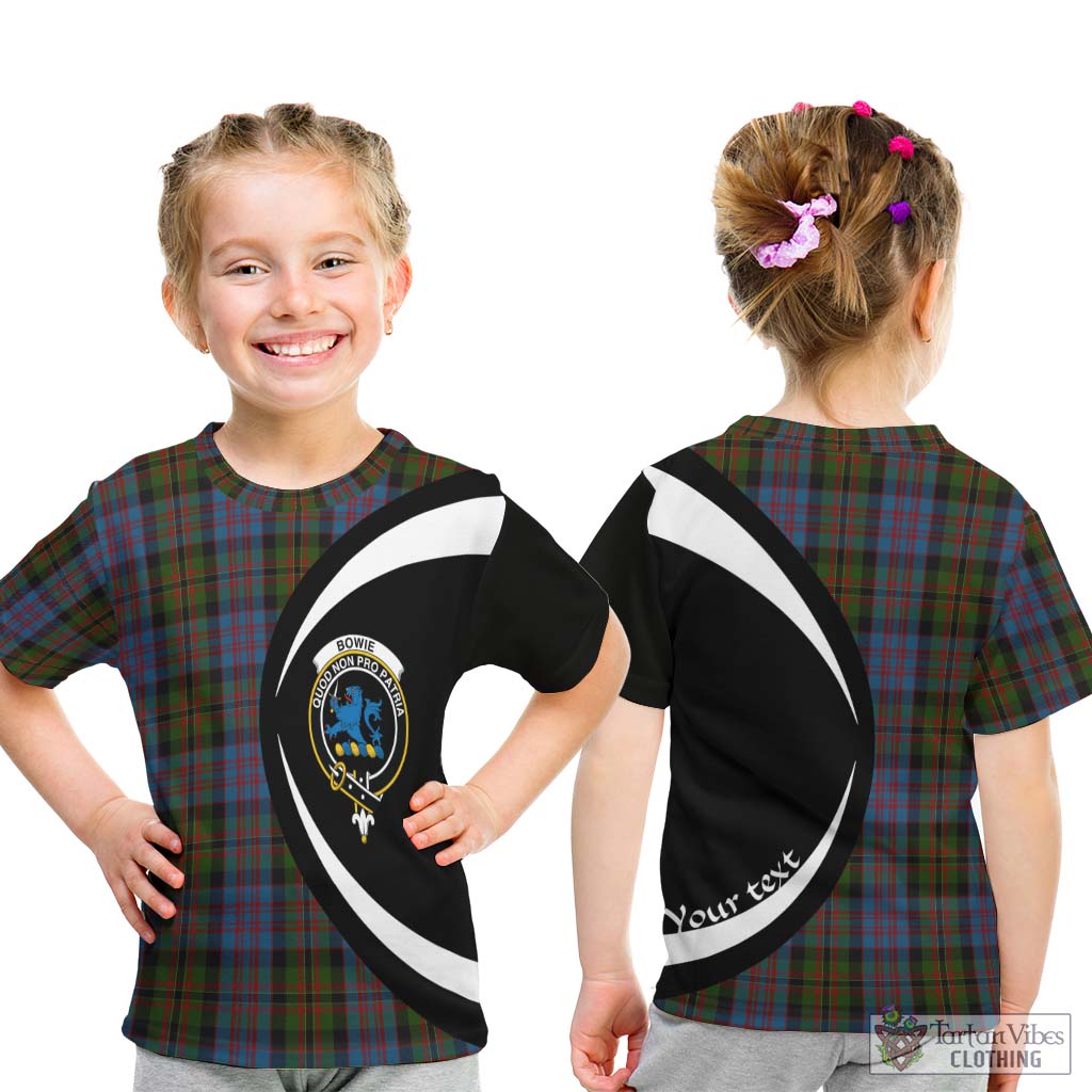 Bowie Tartan Kid T-Shirt with Family Crest Circle Style - Tartan Vibes Clothing