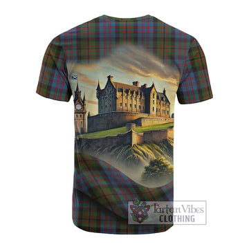 Bowie Tartan Family Crest Cotton T-shirt with Scottish Ancient Castle Style - Tartan Vibes Clothing